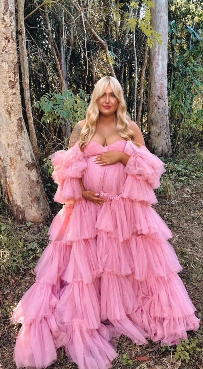 Dusty pink tulle layered dress HIRE (Local pick up)